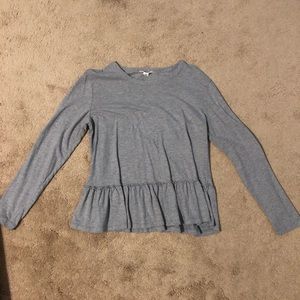 Caslon long sleeve peplum tee in gray, size L